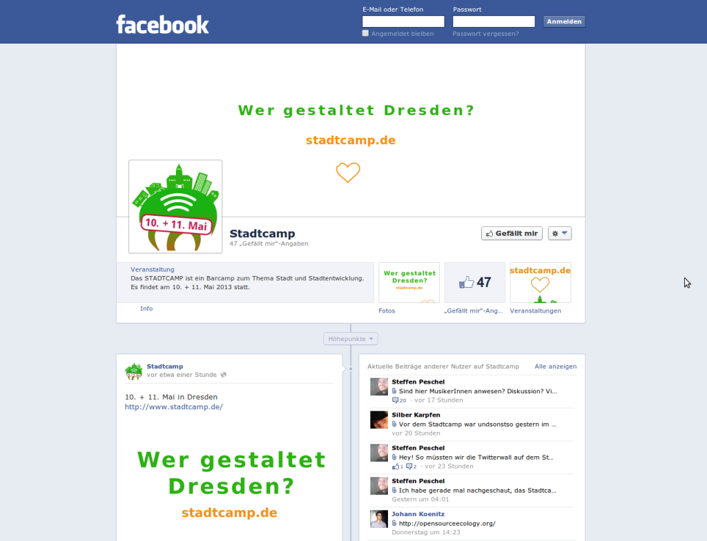 STADTCAMP auf Facebook